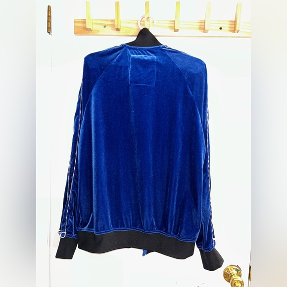 - Madison Supply Velvet Track Jacket In True Blue Men Size M - Picture 4 of 7